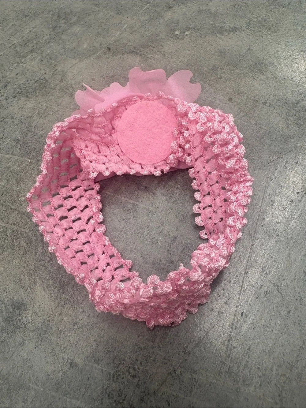 Pink Stretch Fabric Baby Girls Headband w/ Flower Accent, Solid, One Size